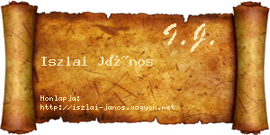 Iszlai János névjegykártya