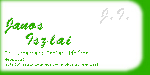 janos iszlai business card
